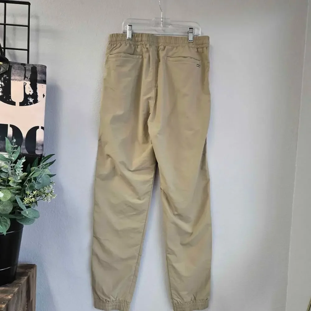Hurley Boys Khaki Tan‎ Stretch Nylon Elastic Waist Jogger Pants XL 14/16
